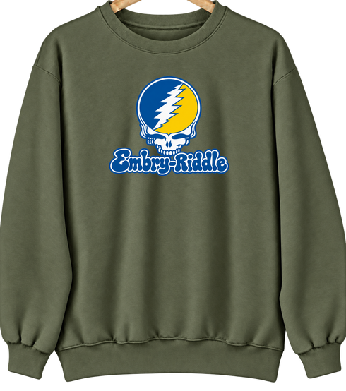 Embry-Riddle Stealie Premium Unisex Crewneck — Design: Embry-Riddle — Military Green