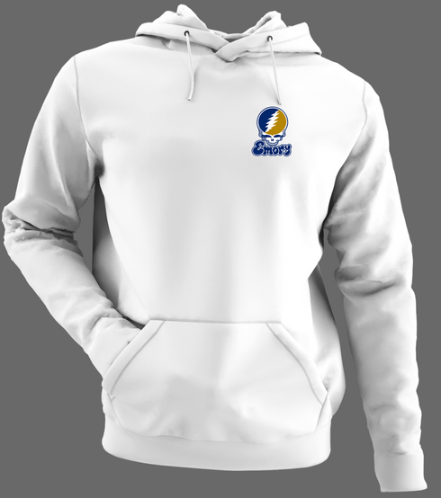 Emory Stealie Premium Unisex Hoodie — Design: Emory University — White/Grey