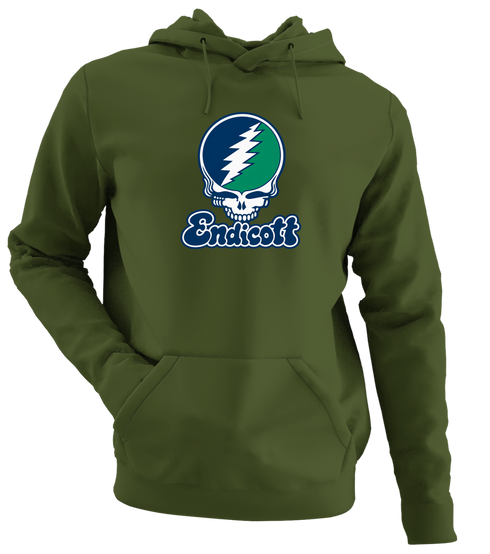 Endicott Stealie Premium Unisex Hoodie — Design: Endicott College — Military Green