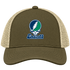 Endicott Stealie Premium Unisex Trucker Cap — Design: Endicott College — Moss/Khaki