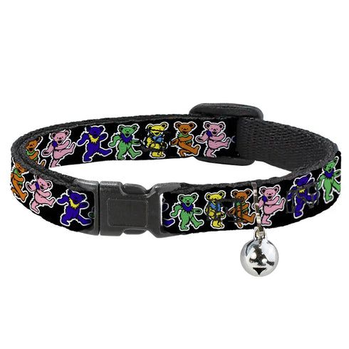 Grateful Dead - Cat Collar Breakaway - Dancing Bears Black Multi Color - StealieShop