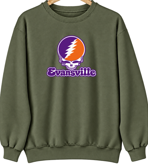 Evansville Stealie Premium Unisex Crewneck — Design: Evansville University of — Military Green