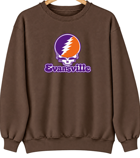 Evansville Stealie Premium Unisex Crewneck — Design: Evansville University of — Brown