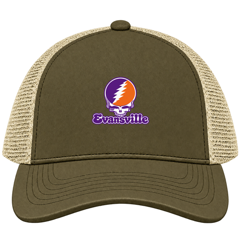 Evansville Stealie Premium Unisex Trucker Cap — Design: Evansville University of — Moss/Khaki