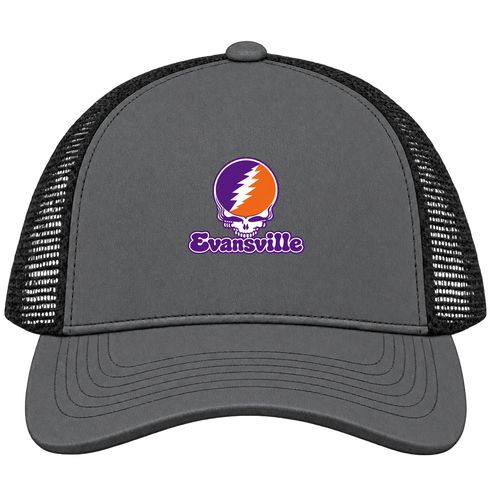 Evansville Stealie Premium Unisex Trucker Cap — Design: Evansville University of — Charcoal/Black