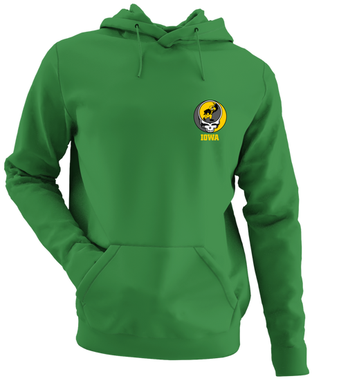 University of Iowa - Premium Grateful Dead Left Chest Hoodie - Irish Green - 6
