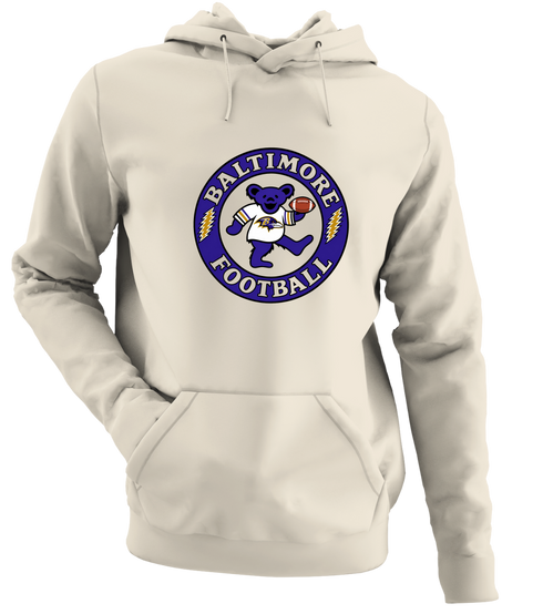 Baltimore Football Dancing Bear - Premium Grateful Dead Hoodie - Sand