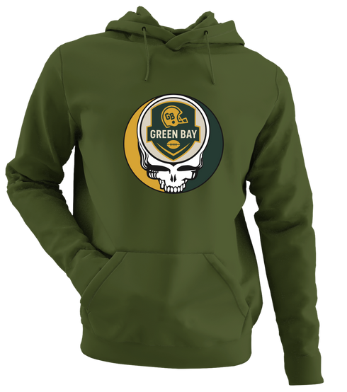 Green Bay Football - Premium Grateful Dead Hoodie - Military Green - 7