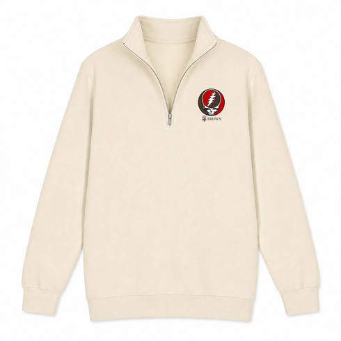 Brown University - Premium Grateful Dead Quarter-Zip Pullover - Sand - 1