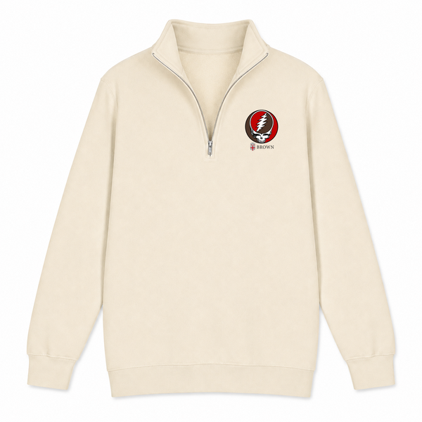 Brown University - Premium Grateful Dead Quarter-Zip Pullover - Sand - 1