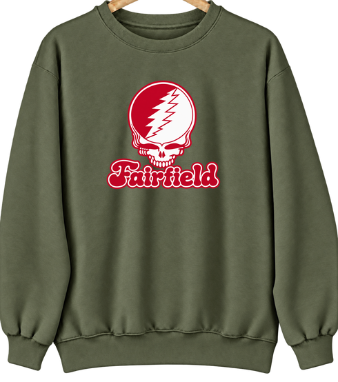 Fairfield Stealie Premium Unisex Crewneck — Design: Fairfield University — Military Green