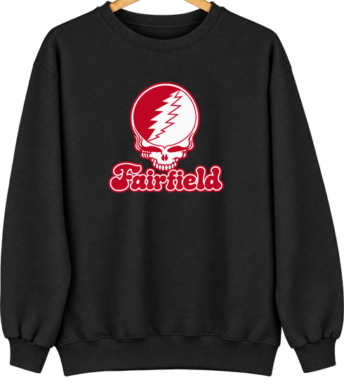 Fairfield Stealie Premium Unisex Crewneck — Design: Fairfield University — Black