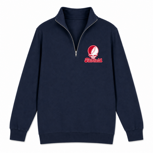 Fairfield Stealie Premium Unisex Quarter-Zip — Design: Fairfield University — Navy