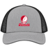 Fairfield Stealie Premium Unisex Trucker Cap — Design: Fairfield University — Heather Grey/Black