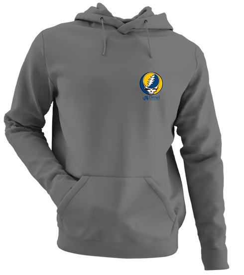 Drexel University - Premium Grateful Dead Left Chest Hoodie - Charcoal