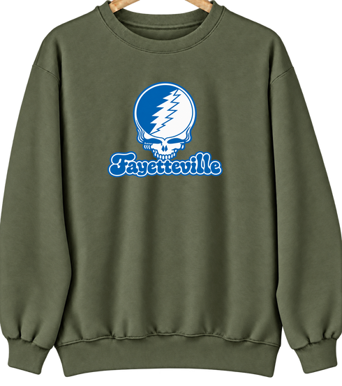 Fayetteville Stealie Premium Unisex Crewneck — Design: Fayetteville State University — Military Green