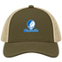 Fayetteville Stealie Premium Unisex Trucker Cap — Design: Fayetteville State University — Moss/Khaki