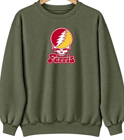 Ferris State Stealie Premium Unisex Crewneck — Design: Ferris State University — Military Green