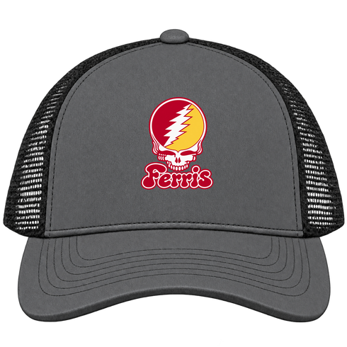 Ferris State Stealie Premium Unisex Trucker Cap — Design: Ferris State University — Charcoal/Black