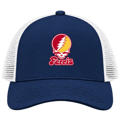 Ferris State Stealie Premium Unisex Trucker Cap — Design: Ferris State University — Navy/White