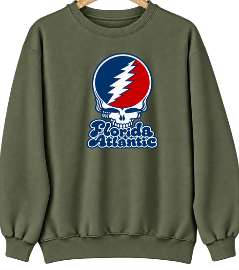 Florida Atlantic Stealie Premium Unisex Crewneck — Design: Florida Atlantic University — Military Green