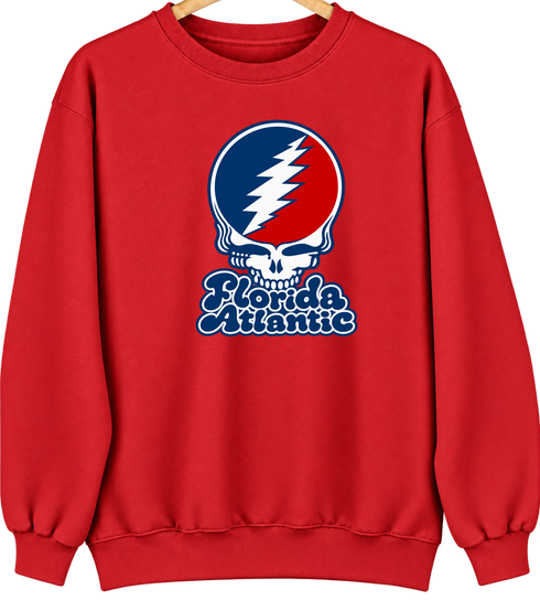 Florida Atlantic Stealie Premium Unisex Crewneck — Design: Florida Atlantic University — Red