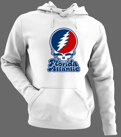 Florida Atlantic Stealie Premium Unisex Hoodie — Design: Florida Atlantic University — White/Grey