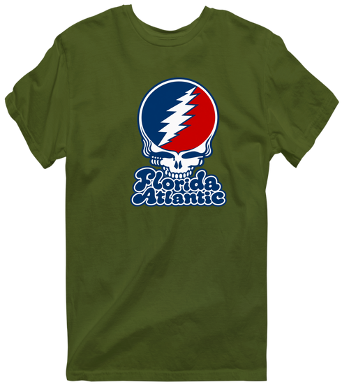 Florida Atlantic Stealie Premium Unisex T-Shirt — Design: Florida Atlantic University — Military Green