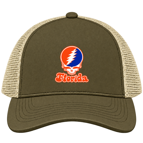 Florida Stealie Premium Unisex Trucker Cap — Design: Florida University of — Moss/Khaki