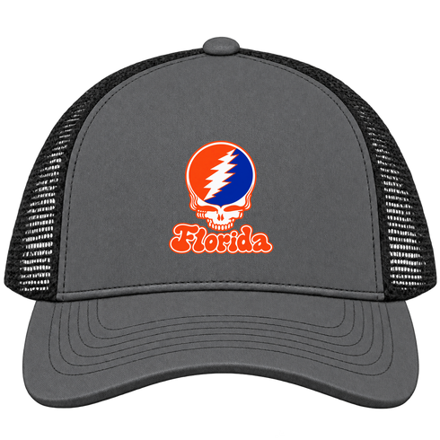 Florida Stealie Premium Unisex Trucker Cap — Design: Florida University of — Charcoal/Black