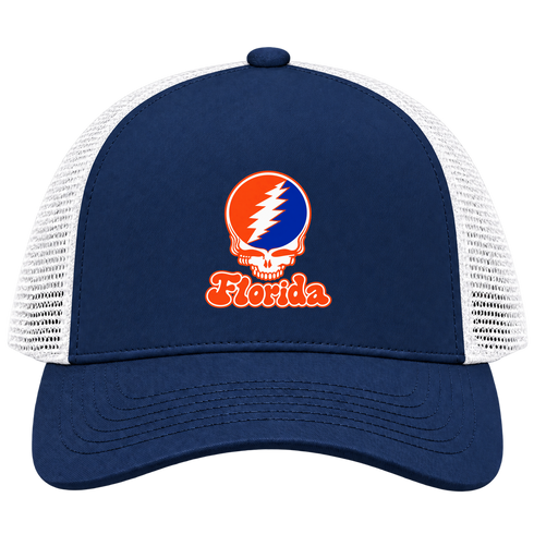 Florida Stealie Premium Unisex Trucker Cap — Design: Florida University of — Navy/White