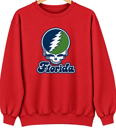 Florida Stealie Premium Unisex Crewneck — Design: State College of Florida — Red