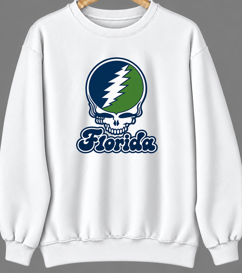 Florida Stealie Premium Unisex Crewneck — Design: State College of Florida — White