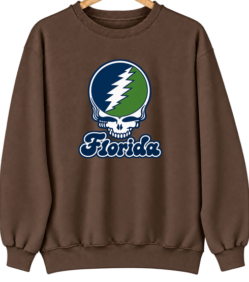 Florida Stealie Premium Unisex Crewneck — Design: State College of Florida — Brown