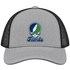 Florida Stealie Premium Unisex Trucker Cap — Design: State College of Florida — Heather Grey/Black