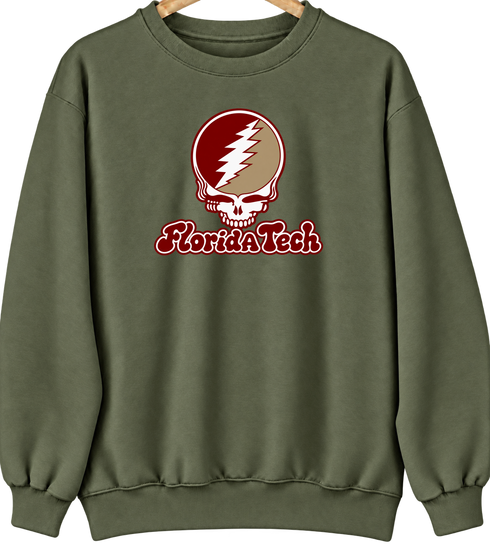 Florida Tech Stealie Premium Unisex Crewneck — Design: Florida Institute of Technology — Military Green