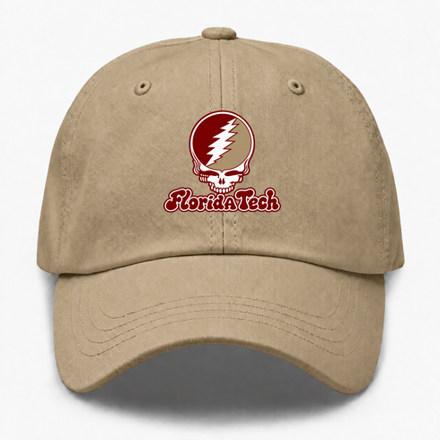 Florida Tech Stealie Premium Unisex Dad Hat — Design: Florida Institute of Technology — Khaki