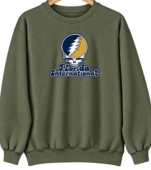 Florida International Stealie Premium Unisex Crewneck — Design: Florida International University — Military Green