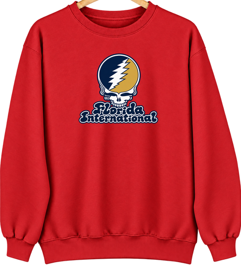 Florida International Stealie Premium Unisex Crewneck — Design: Florida International University — Red
