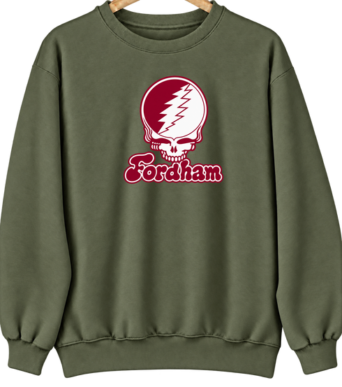 Fordham Stealie Premium Unisex Crewneck — Design: Fordham University — Military Green