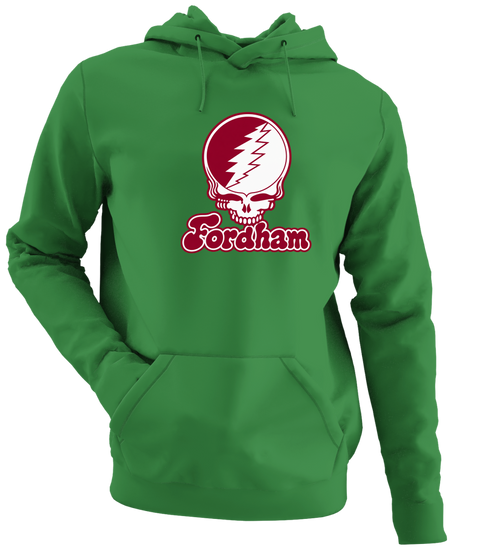 Fordham Stealie Premium Unisex Hoodie — Design: Fordham University — Irish Green