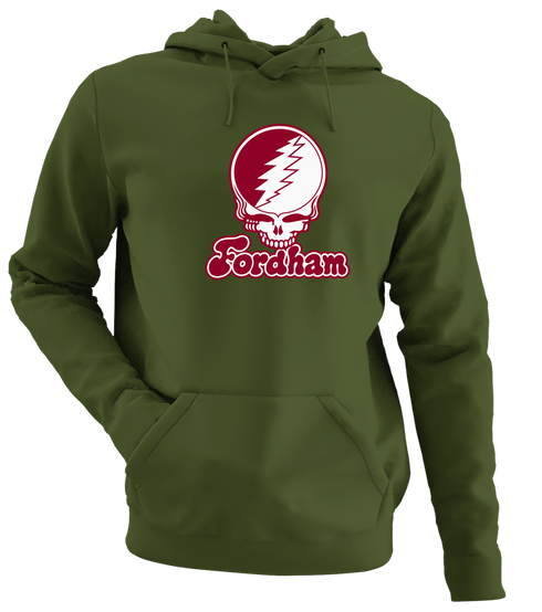 Fordham Stealie Premium Unisex Hoodie — Design: Fordham University — Military Green