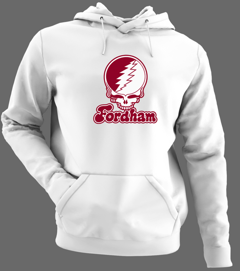 Fordham Stealie Premium Unisex Hoodie — Design: Fordham University — White/Grey