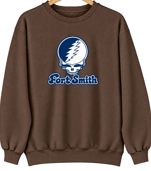 Fort Smith Stealie Premium Unisex Crewneck — Design: Arkansas Fort Smith University of — Brown