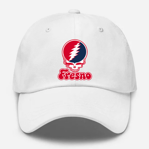 Fresno Stealie Premium Unisex Dad Hat — Design: Fresno State — White
