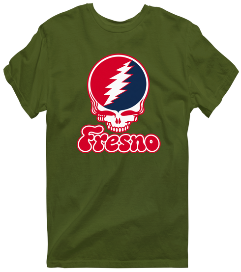 Fresno Stealie Premium Unisex T-Shirt — Design: Fresno State — Military Green