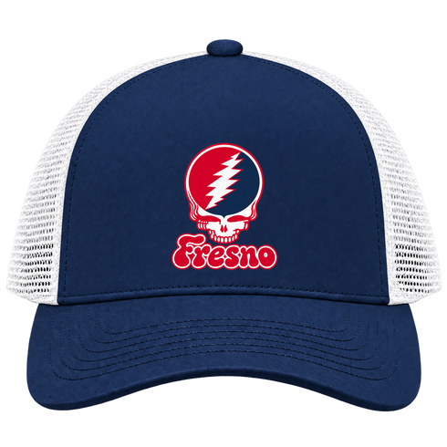 Fresno Stealie Premium Unisex Trucker Cap — Design: Fresno State — Navy/White