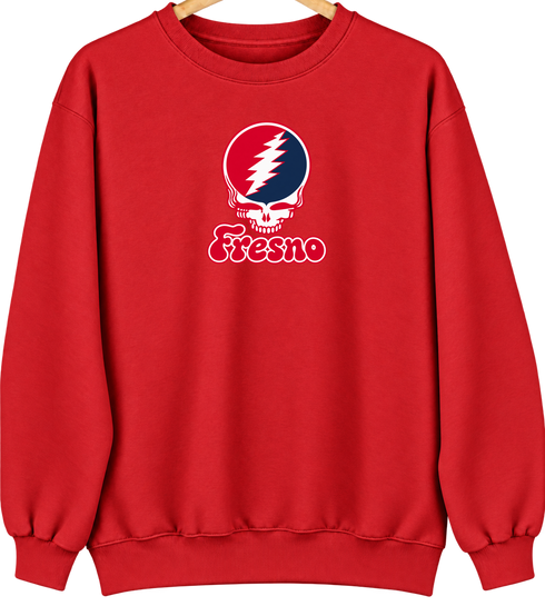 Fresno Stealie Premium Unisex Crewneck — Design: Fresno State — Red