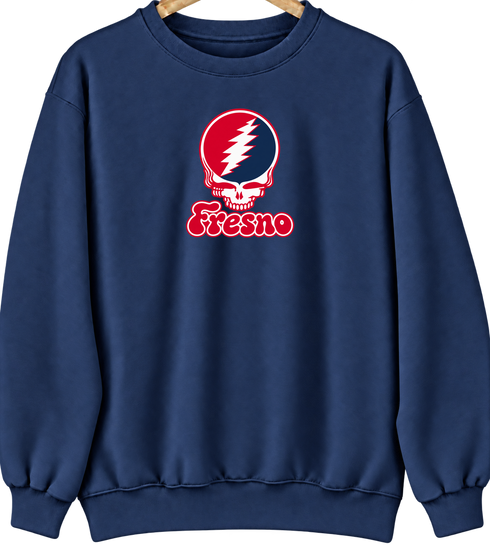 Fresno Stealie Premium Unisex Crewneck — Design: Fresno State — Navy