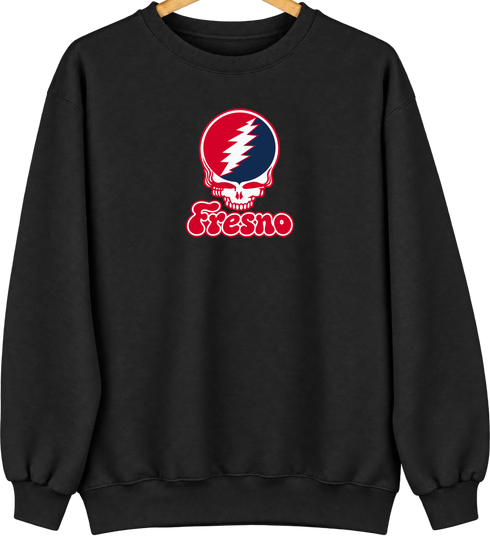 Fresno Stealie Premium Unisex Crewneck — Design: Fresno State — Black